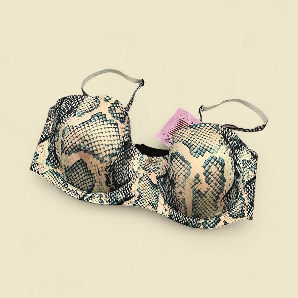 Savage X Fenty | Silver and Black Sapphire Snakeskin Balconette Bra | Size 36DD